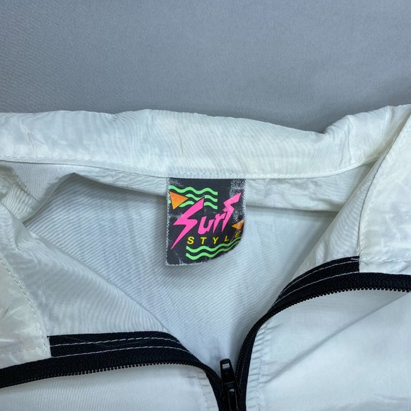 Vintage Surf Style OS Windbreaker Jacket Key West White - Picture 4 of 6